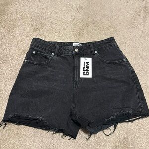 Princess Polly black distressed denim shorts